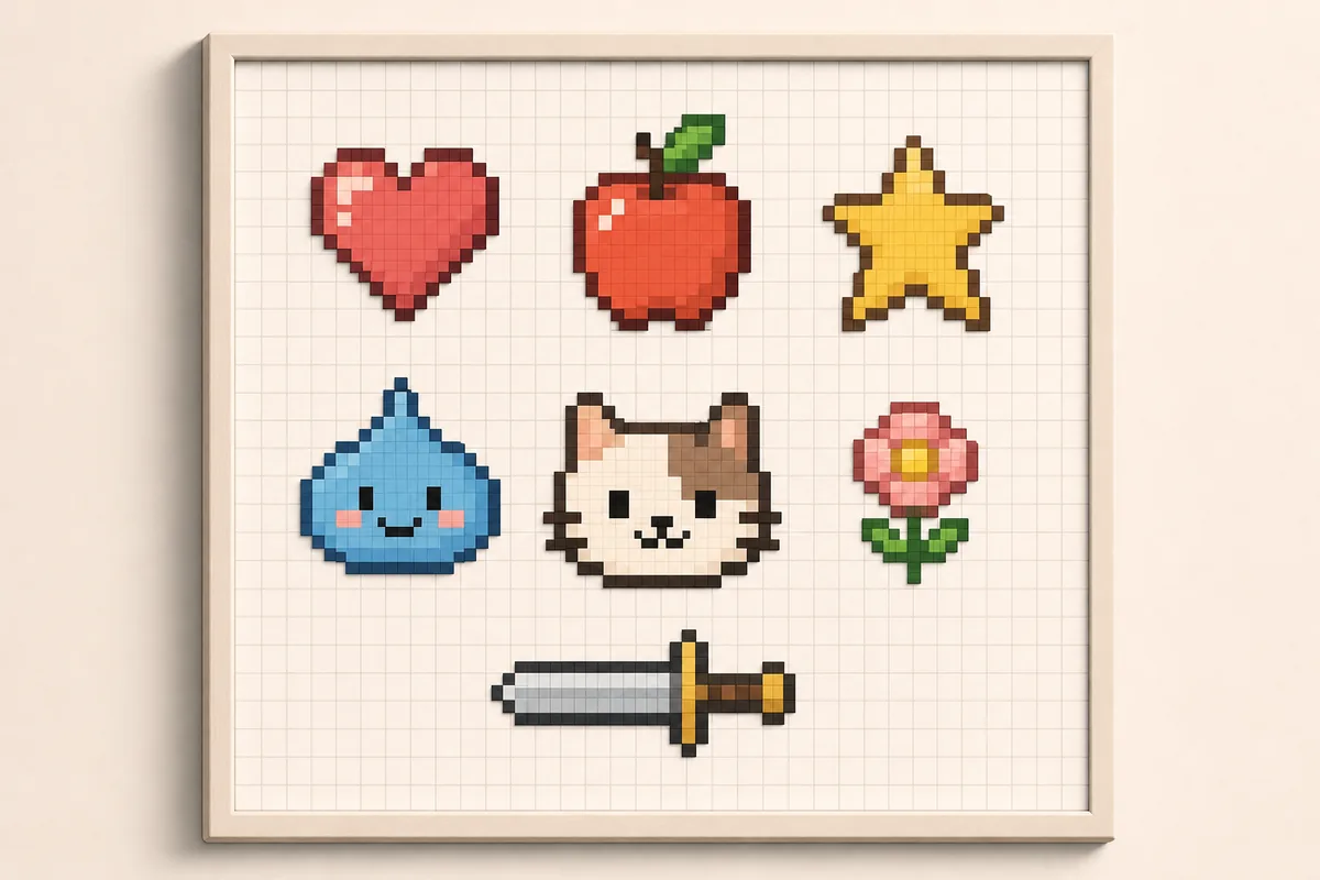 初心者が練習しやすい小さく単純なドット絵の題材例